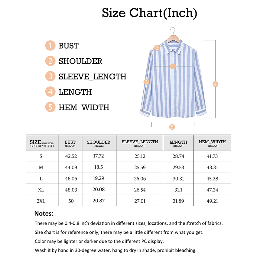 Casual Shirt Size Chart