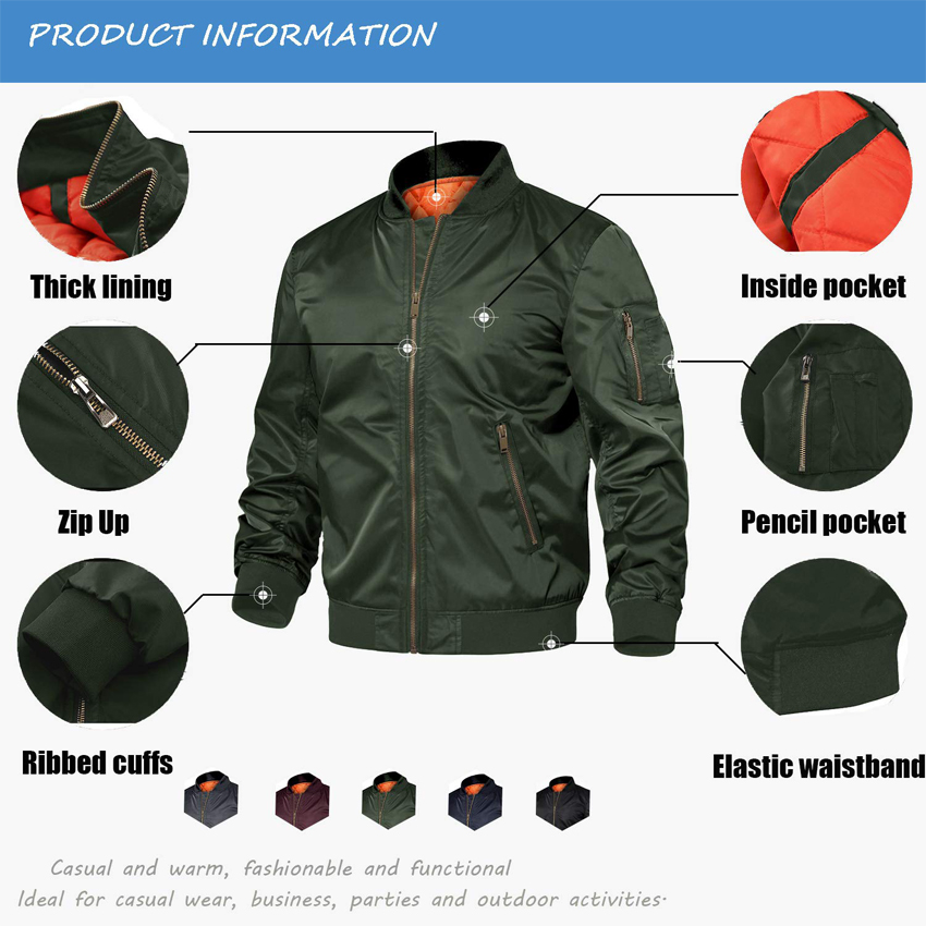 Men's Bomber Jacket Detail and Color