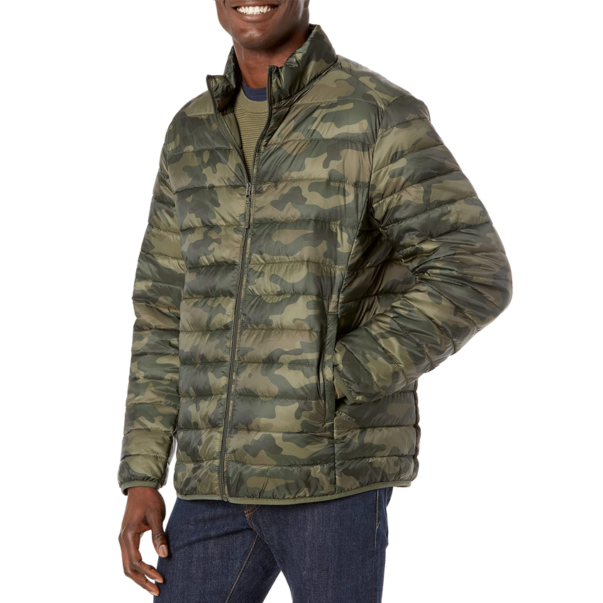 Men's camouflage down jacket zipper side model renderings