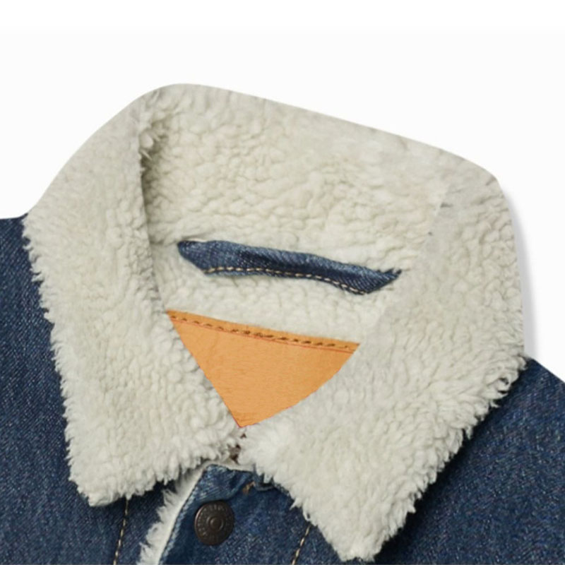 Faux sherpa denim jacket collar detail